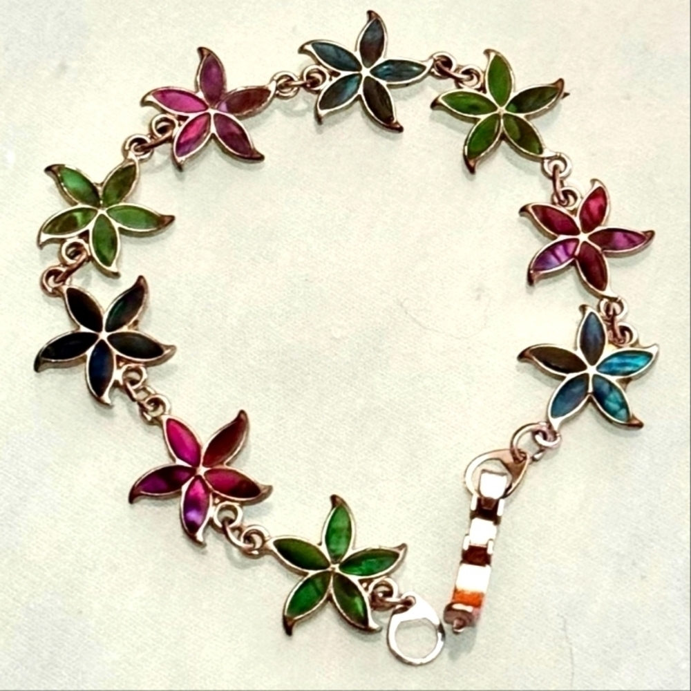 Estate Shell of the Sea Genuine Paua Sea Shell Link Bracelet